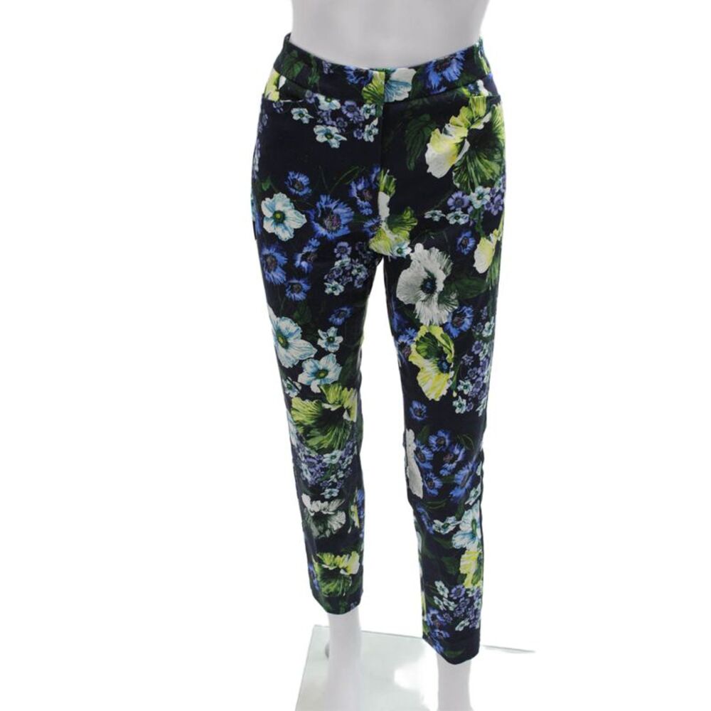 Erdem Women Ankle Pants Multicolor Floral Cotton Zip Size 4